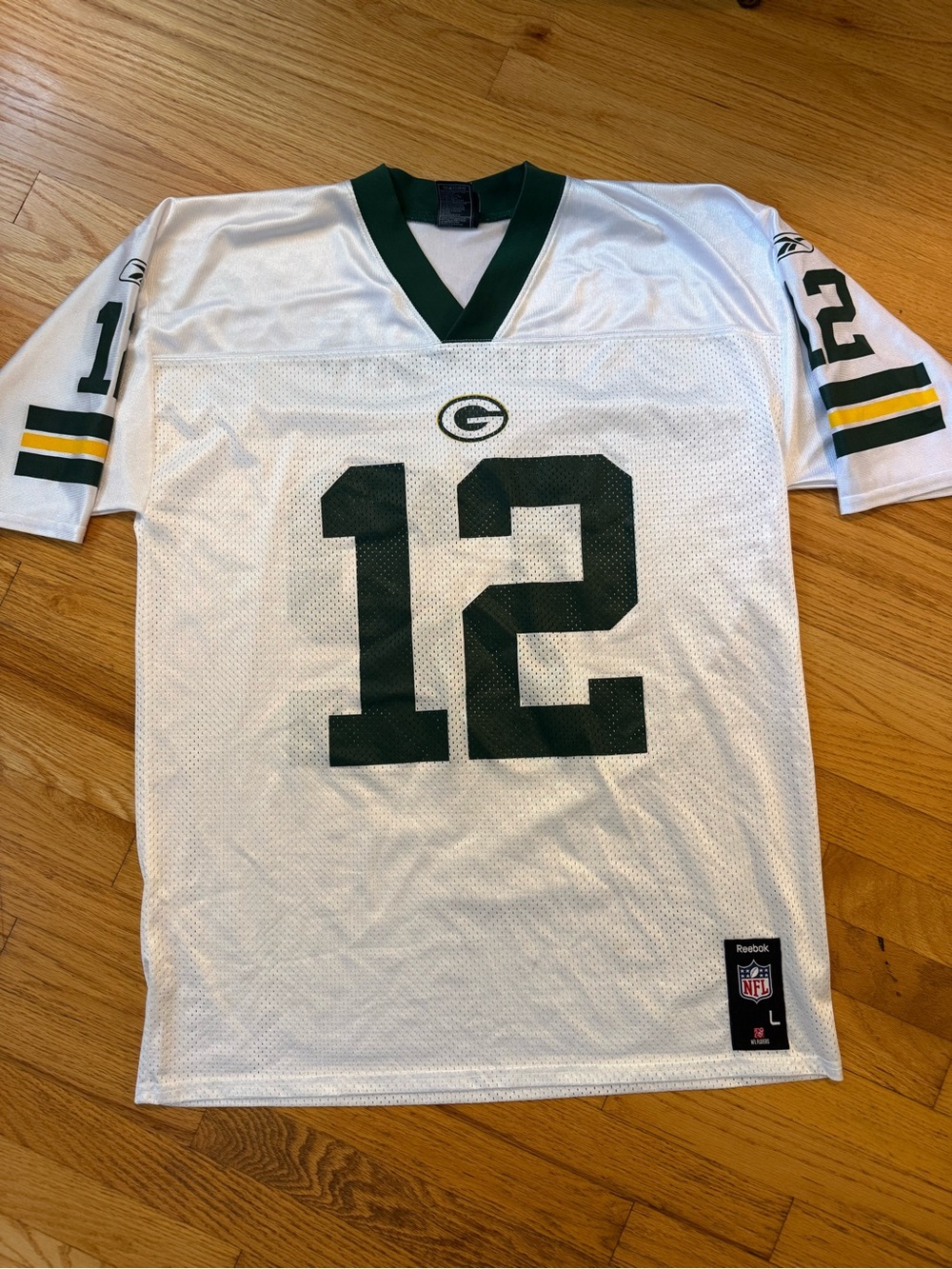 NFL White Green & Yellow #12 Football Jersey